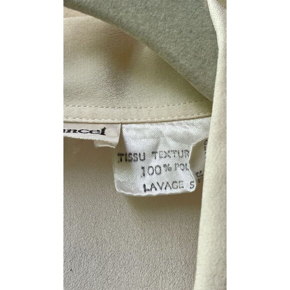 Serge Nancel Paris ivory blue trim Long Sleeves Collared Popover blouse size 38 - Picture 3 of 10